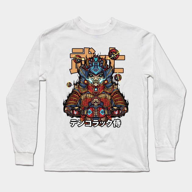 Skull Samurai Long Sleeve T-Shirt by HappymanStudio